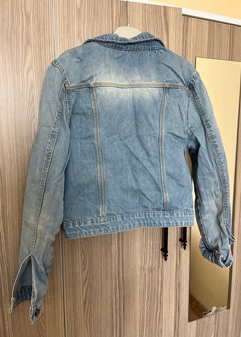 Düğmeli Mavi Kadın Denim Ceket - Görsel 3