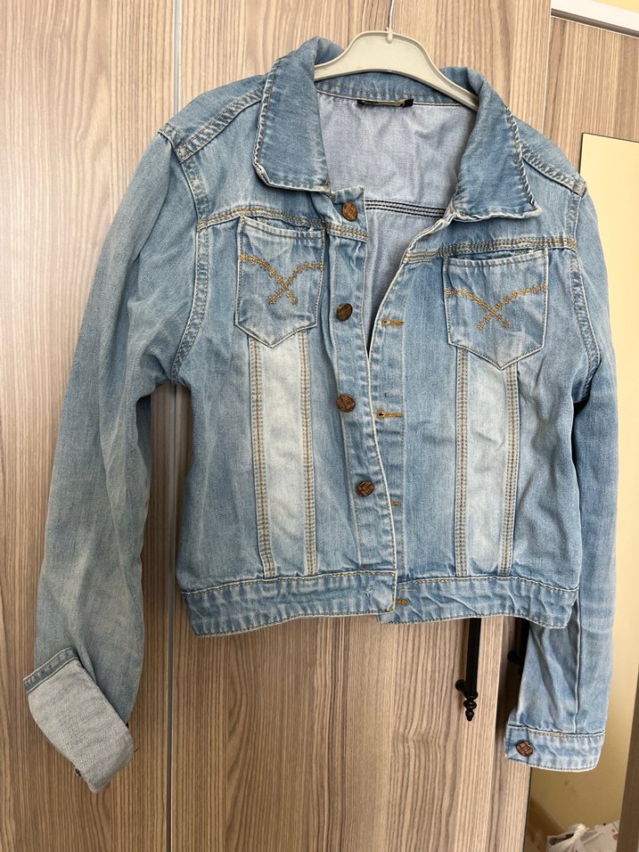 Düğmeli Mavi Kadın Denim Ceket - Görsel 2