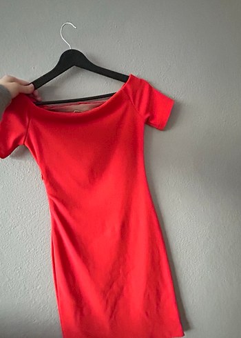 Kırmızı V Yaka Mini Elbise - Görsel 2