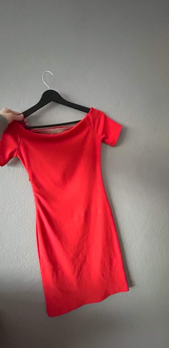 Kırmızı V Yaka Mini Elbise - Görsel 2