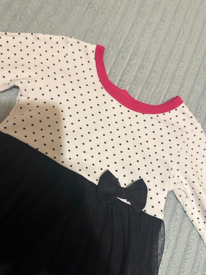 Kız Çocuk Puantiyeli Uzun Kollu Elbise - Görsel 2