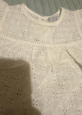 Gri Örgü Kısa Kollu Bebek Kız Takımı - Görsel 4