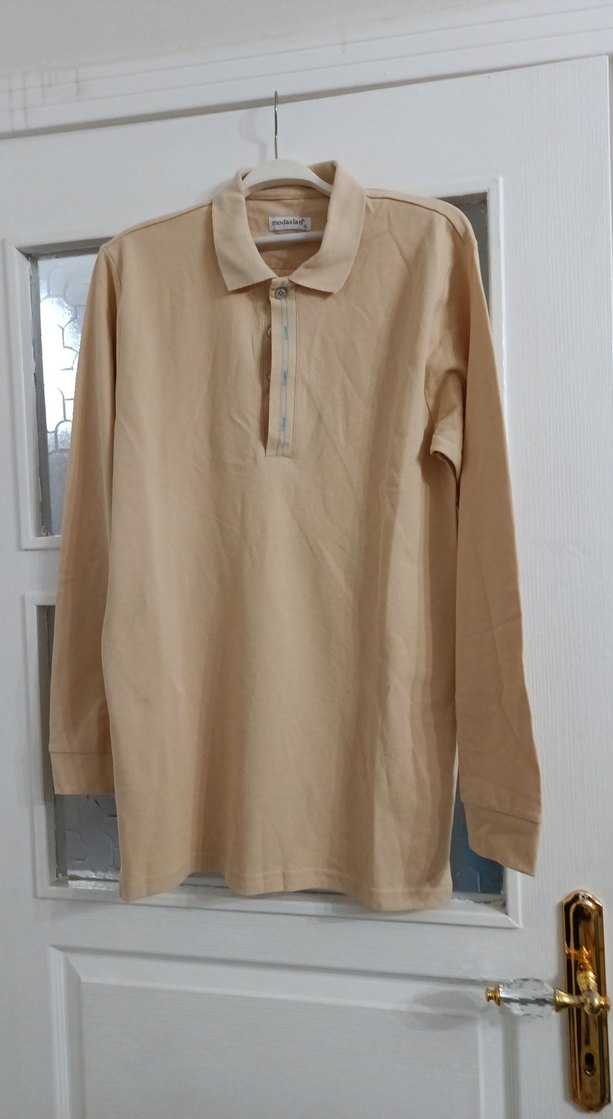 Erkek Bej Kısa Kollu Polo Tişört - Görsel 3