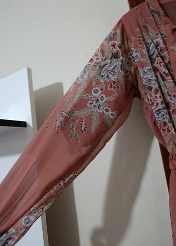 Pembe Desenli Uzun Bohem Elbise - Görsel 3