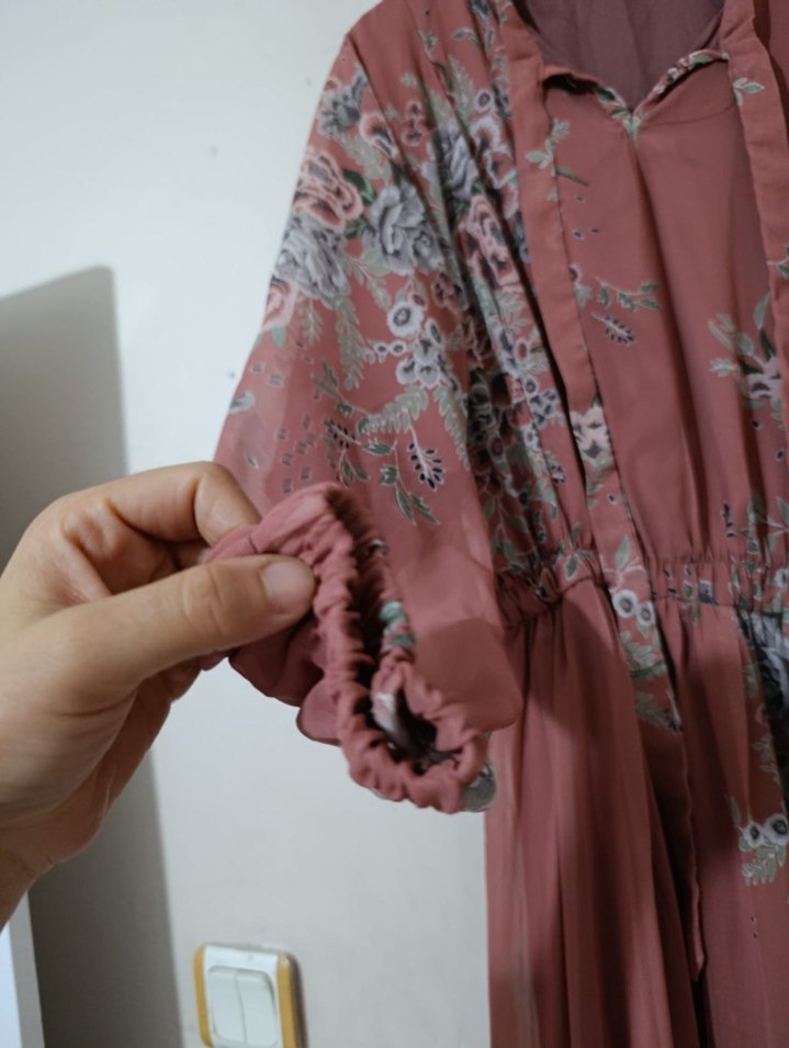 Pembe Desenli Uzun Bohem Elbise - Görsel 2