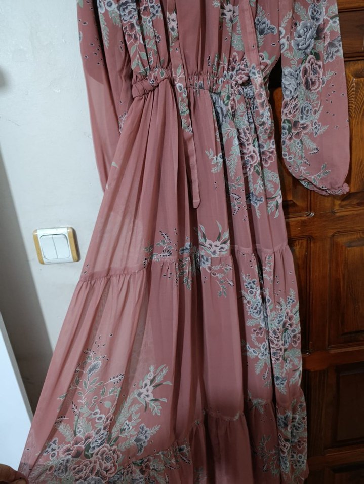 Pembe Desenli Uzun Bohem Elbise - Görsel 4