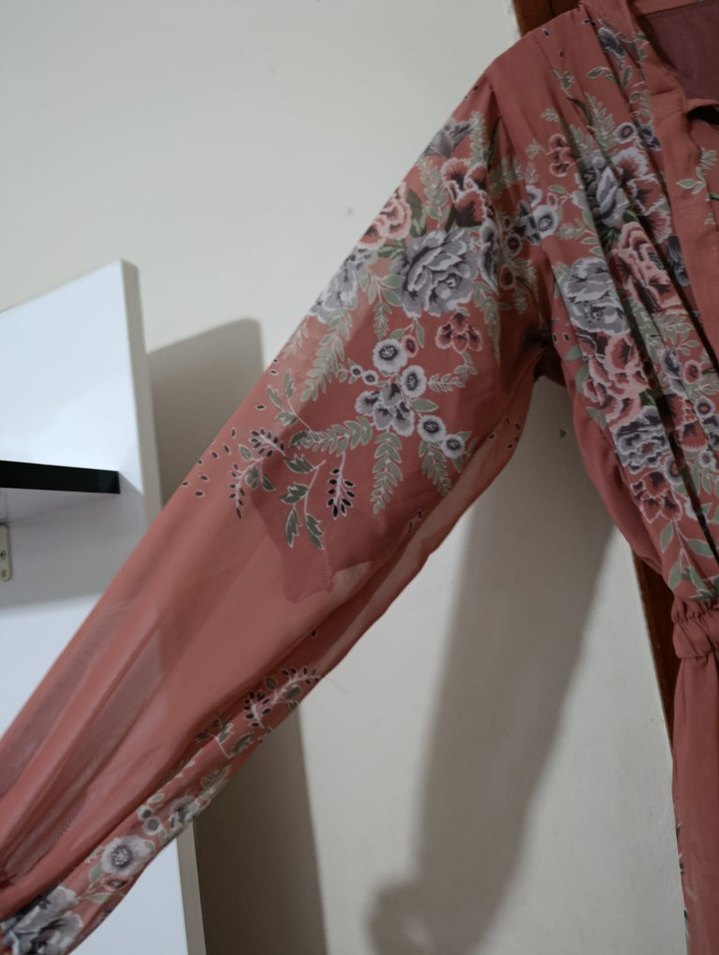 Pembe Desenli Uzun Bohem Elbise - Görsel 3