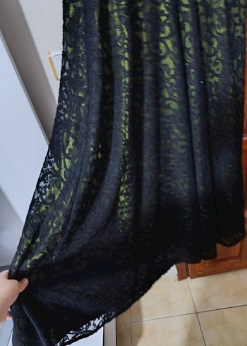 Düğmeli Siyah Yeşil Uzun Kollu Gotik Elbise - Görsel 3