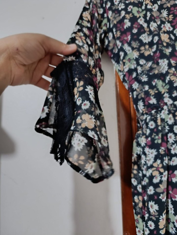 Bohem Siyah desenli kısa elbise - Görsel 4