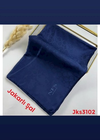 Kadın Lacivert İpek Dokulu Şal - Görsel 9