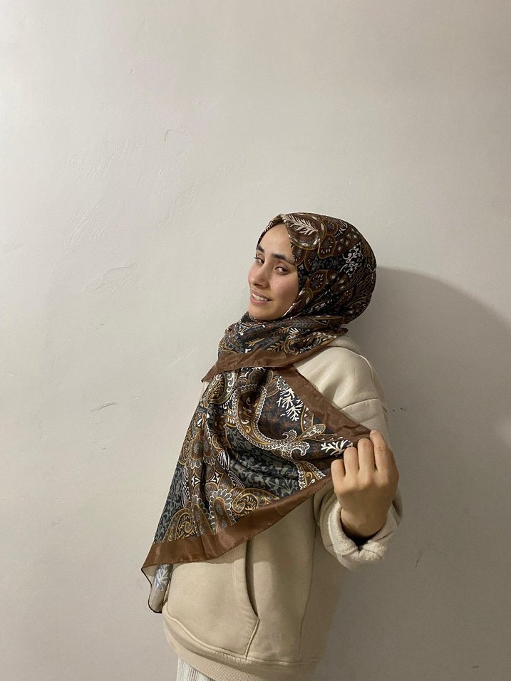 Kahverengi Bohem Tarzı Kadın Şal - Görsel 5