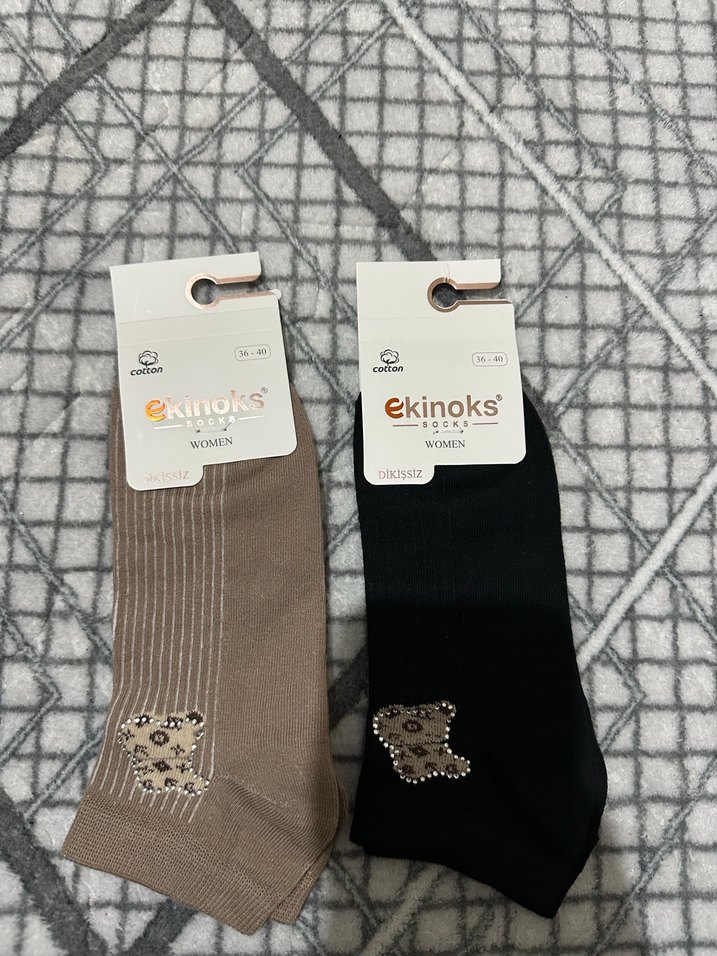 Kadın Pamuklu Desenli Çorap Seti - Görsel 2