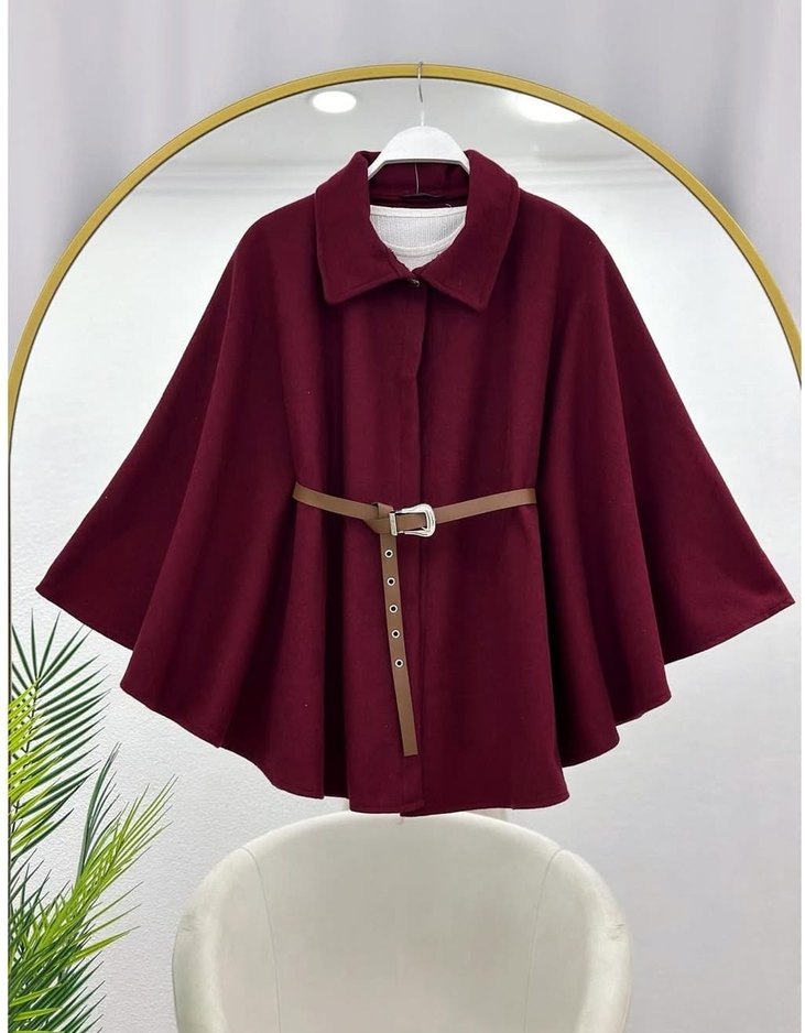 KADIN KEMERLİ KAŞE PANÇO - Görsel 4