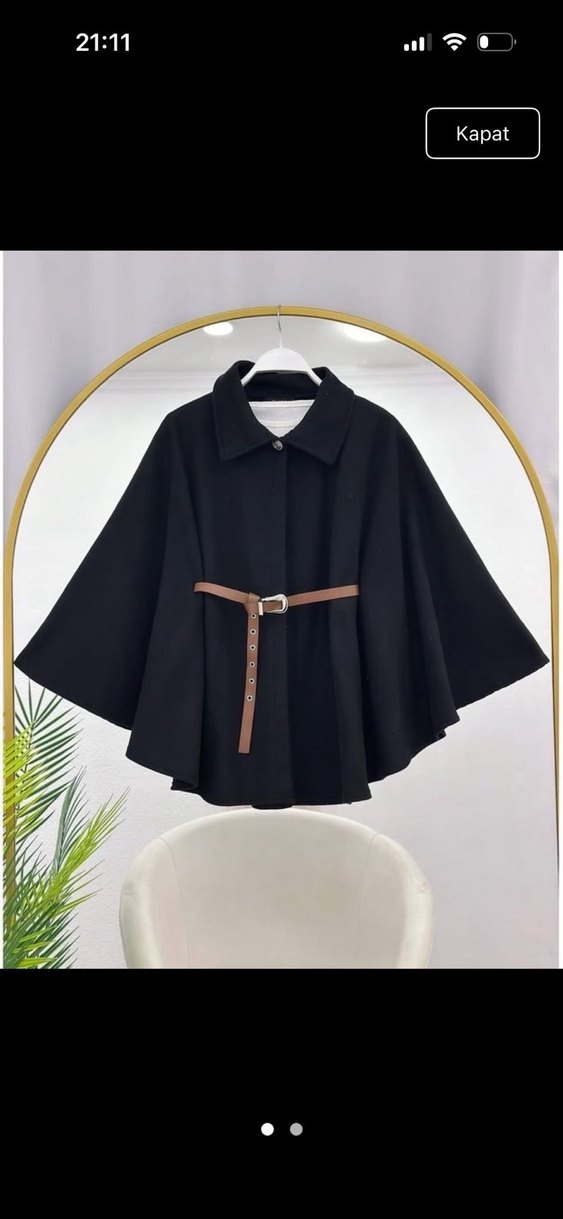KADIN KEMERLİ KAŞE PANÇO - Görsel 3