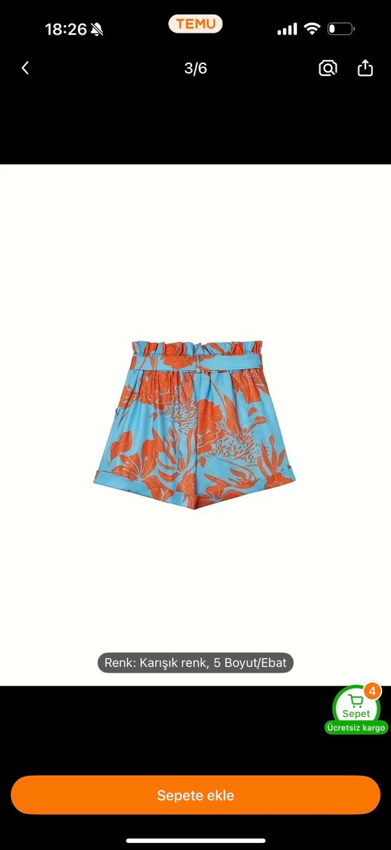 Çiçek Desenli Kemerli şortlu Kadın Takım - Görsel 3