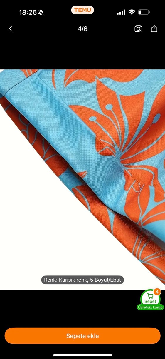 Çiçek Desenli Kemerli şortlu Kadın Takım - Görsel 4