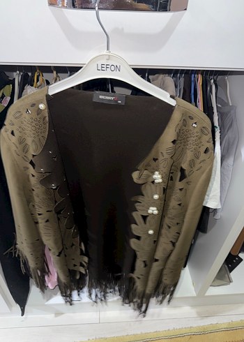 Düğmeli Süet Bohem Kadın Şal - Görsel 2