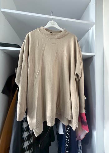 Bej Rahat Kesim Uzun Kollu Keten Kazak - Görsel 2