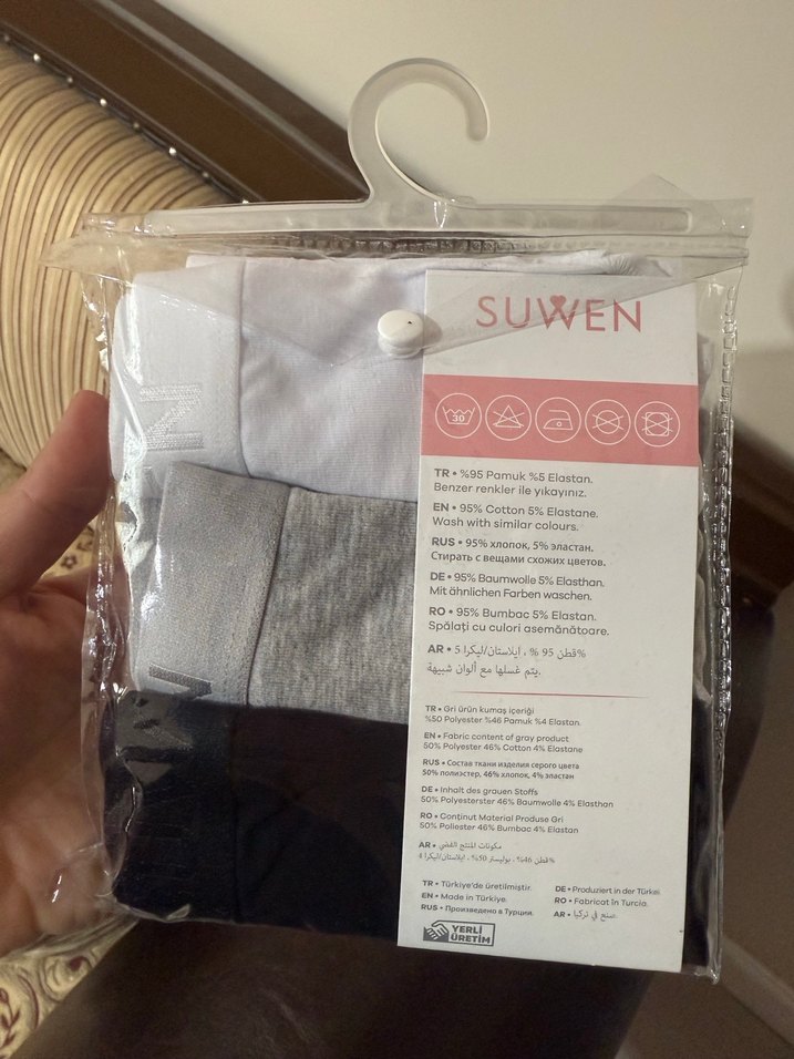 Suwen Pamuk 3'lü Gri-Beyaz Midi Kadın Külot - Görsel 3