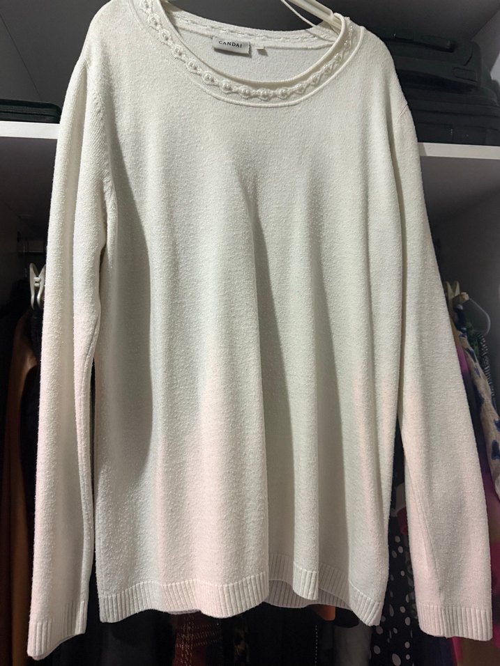 Kadın Beyaz Uzun Kollu Triko Kazak - Görsel 2