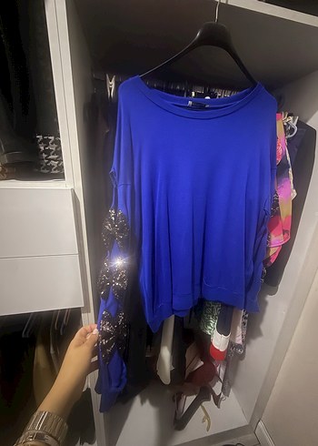 Mavi Salaş Uzun Kollu Bluz - Görsel 2