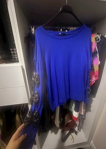 Mavi Salaş Uzun Kollu Bluz - Görsel 3