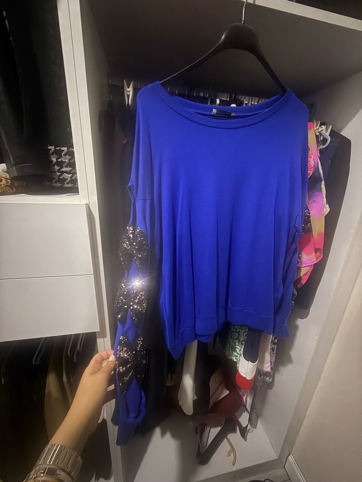 Mavi Salaş Uzun Kollu Bluz - Görsel 2