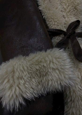 Kahverengi Kürklü Kadın Deri Ceket - Görsel 8