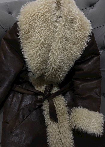 Kahverengi Kürklü Kadın Deri Ceket - Görsel 6