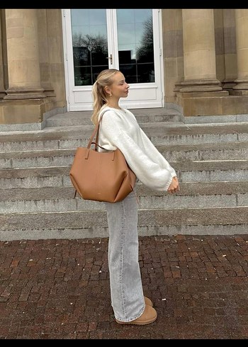 Kahverengi Kadın Süet Kemer Detaylı Çanta - Görsel 2