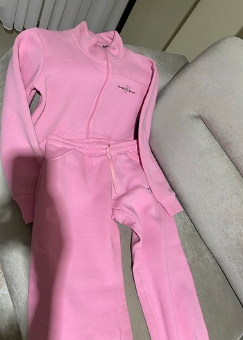 Uzun Kollu Fermuarlı Pembe Kadın Eşofman Takımı - Görsel 2