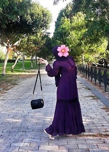 Uzun Mor Bohem Kadın Abiye Elbise - Görsel 2