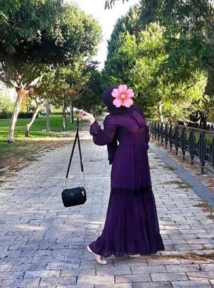 Uzun Mor Bohem Kadın Abiye Elbise - Görsel 2