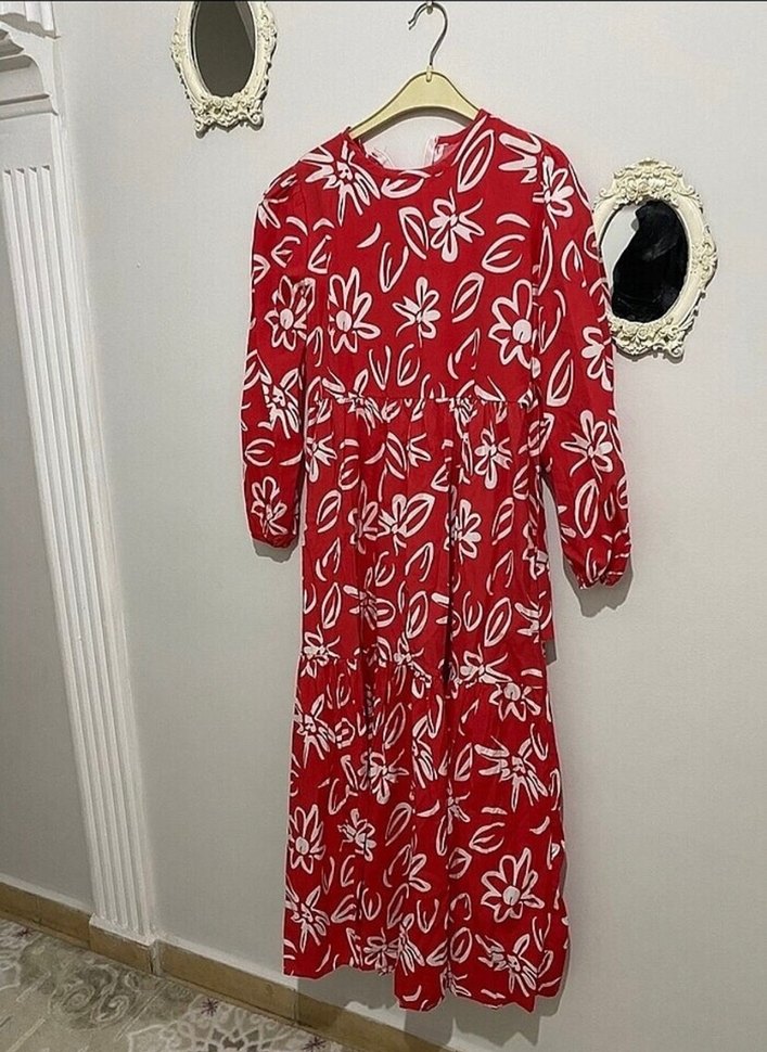 Kırmızı Bohem Uzun Elbise - Görsel 2