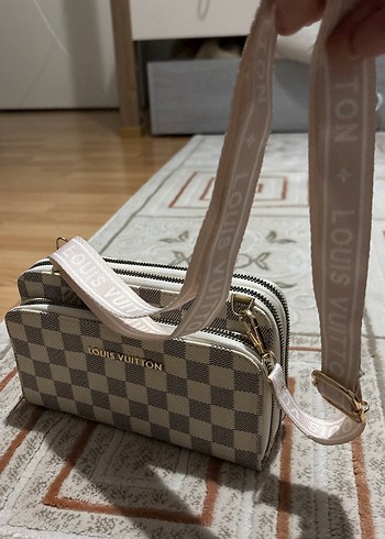 Beyaz Kareli Fermuarlı Kadın Clutch Çanta - Görsel 8