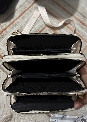 Beyaz Kareli Fermuarlı Kadın Clutch Çanta - Görsel 3