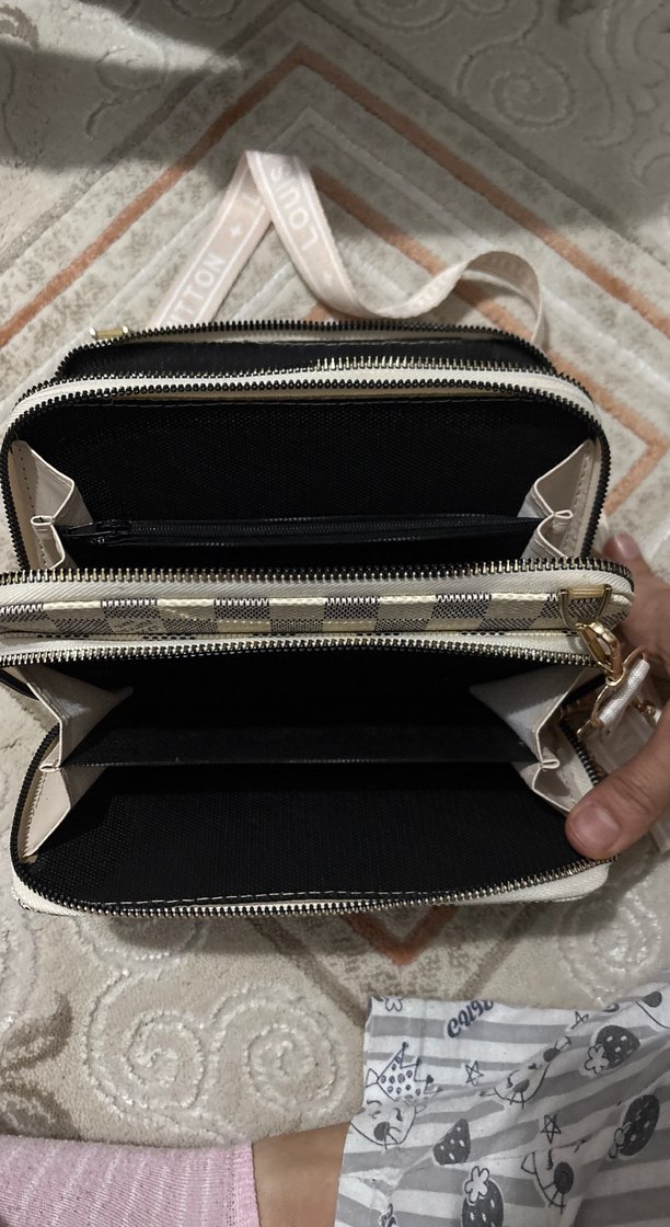 Beyaz Kareli Fermuarlı Kadın Clutch Çanta - Görsel 4