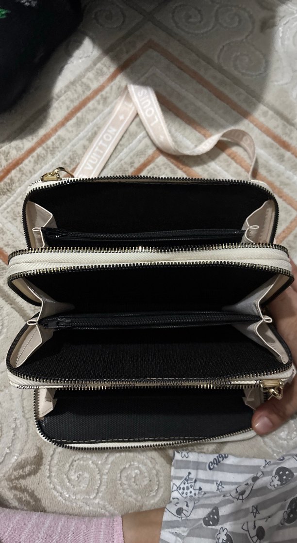 Beyaz Kareli Fermuarlı Kadın Clutch Çanta - Görsel 3