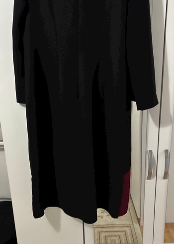 Bordo İşlemeli Uzun Kadın Klasik Kaban - Görsel 12