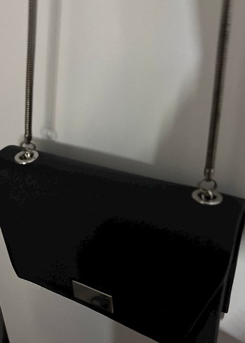 Zincir Detaylı Siyah Deri Kadın Çanta - Görsel 4