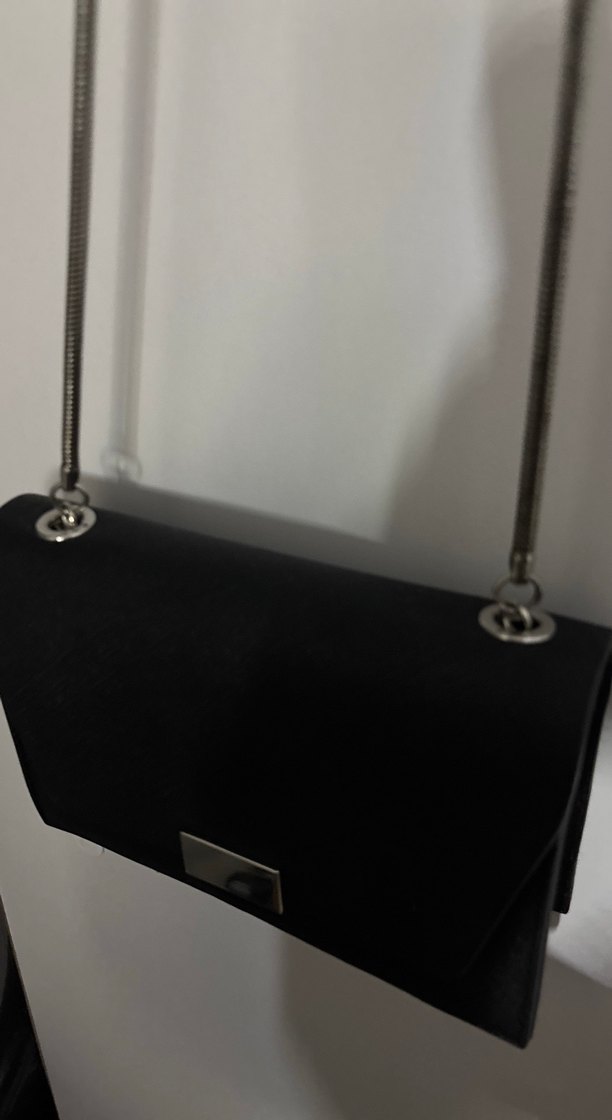 Zincir Detaylı Siyah Deri Kadın Çanta - Görsel 4