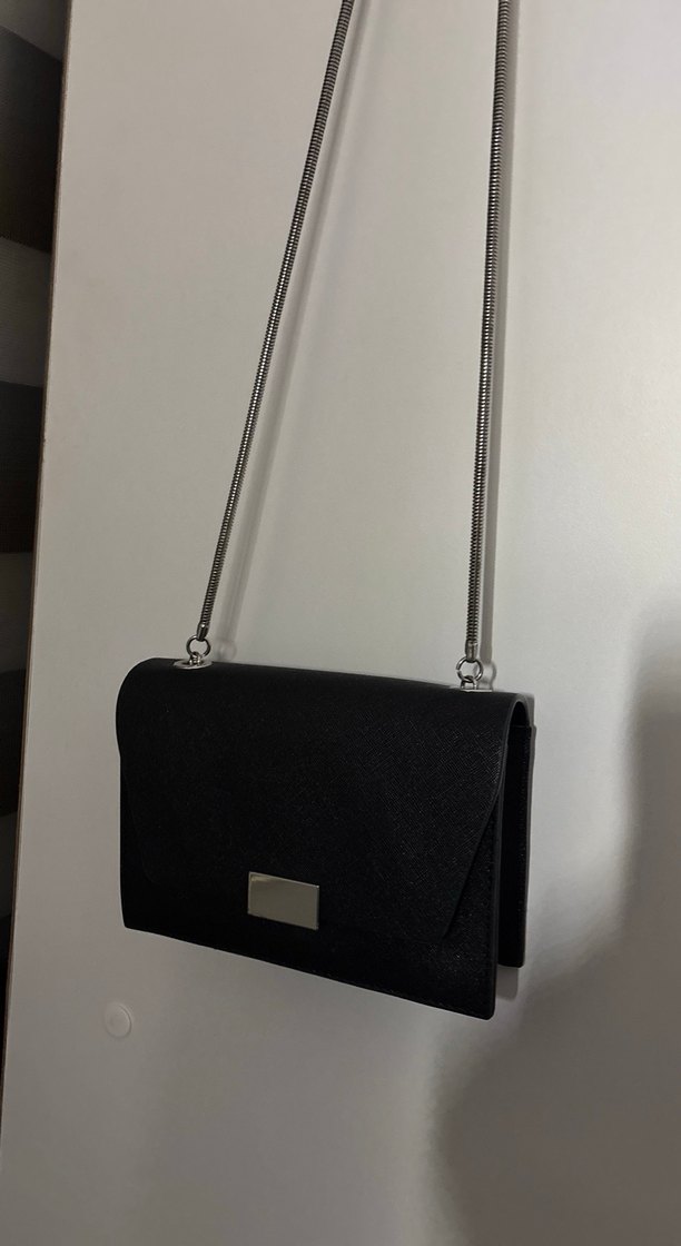 Zincir Detaylı Siyah Deri Kadın Çanta - Görsel 2