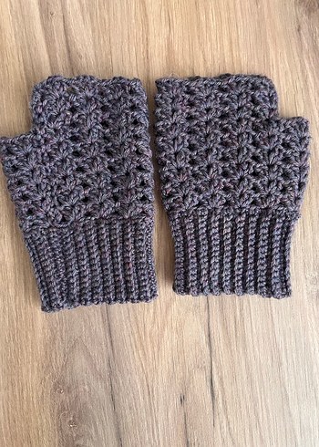 Gri Örgü Parmaksız Kadın Eldiveni - Görsel 3