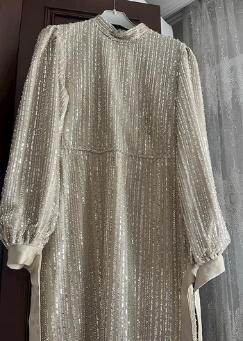 Payet İşlemeli Uzun Kol Bohem Nişan Elbisesi - Görsel 2