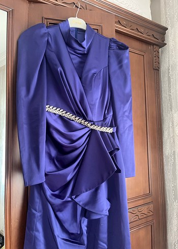 Kadın Mor Uzun Drapeli Abiye Elbise - Görsel 3