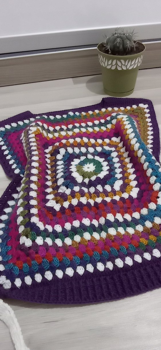 Renkli Örgü Kız Çocuk Panço - Görsel 2