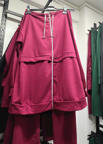 Bordo Fermuarlı Mini Rahat Kesim Kadın Eşofman - Görsel 2