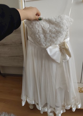 Beyaz Midi Straplez Mini Gelinlik - Görsel 2