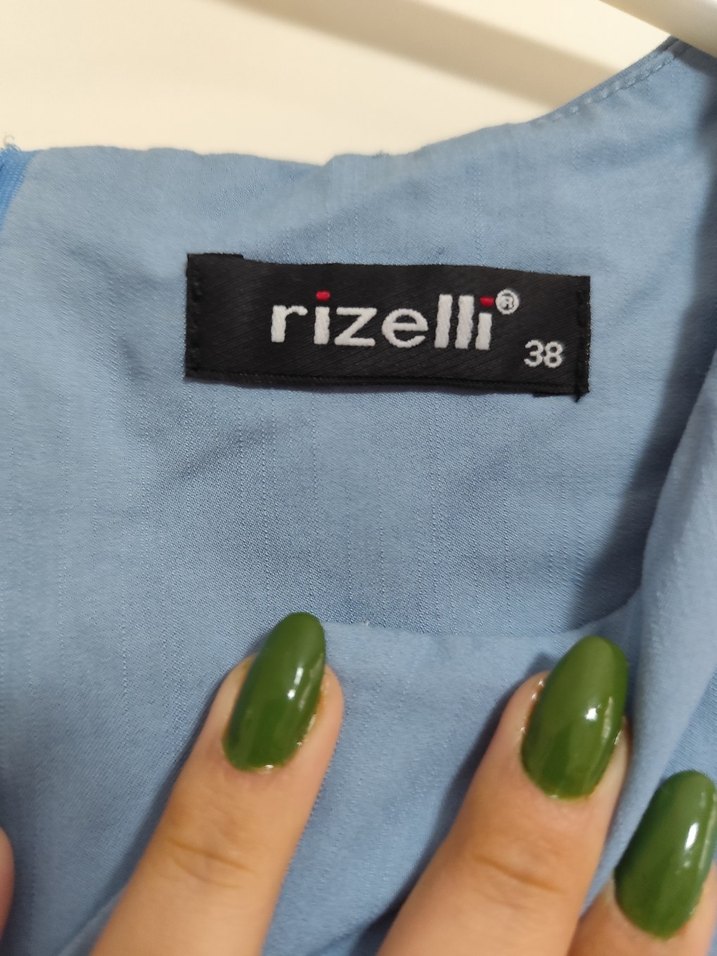 Mavi Midi Kemerli Günlük Elbise - Görsel 3