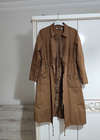 Uzun Kahverengi Kadın Trençkot - Görsel 3